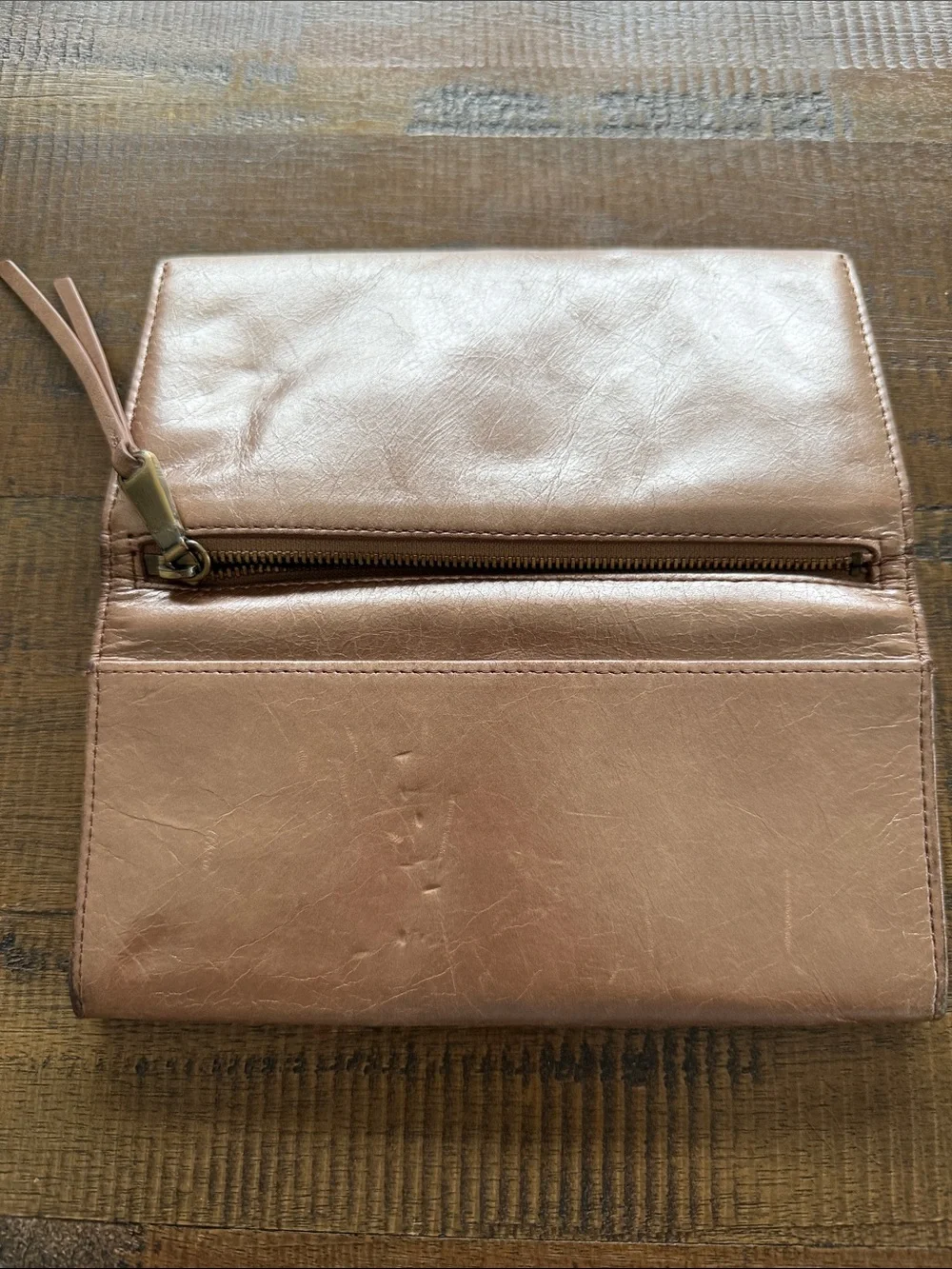 HOBO Women's Leather Zip Wallet - Rose Gold